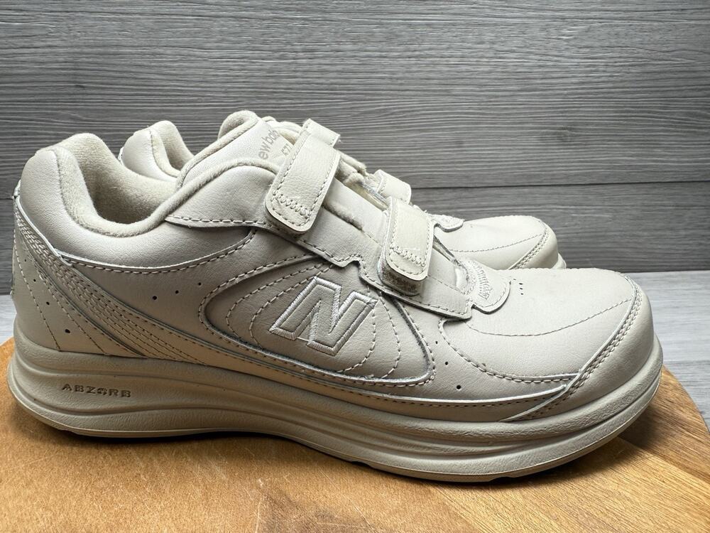 New Balance Walking Shoes Beige 577 V1 Hook&Loop Leather WW577VB Women 8.5 USA
